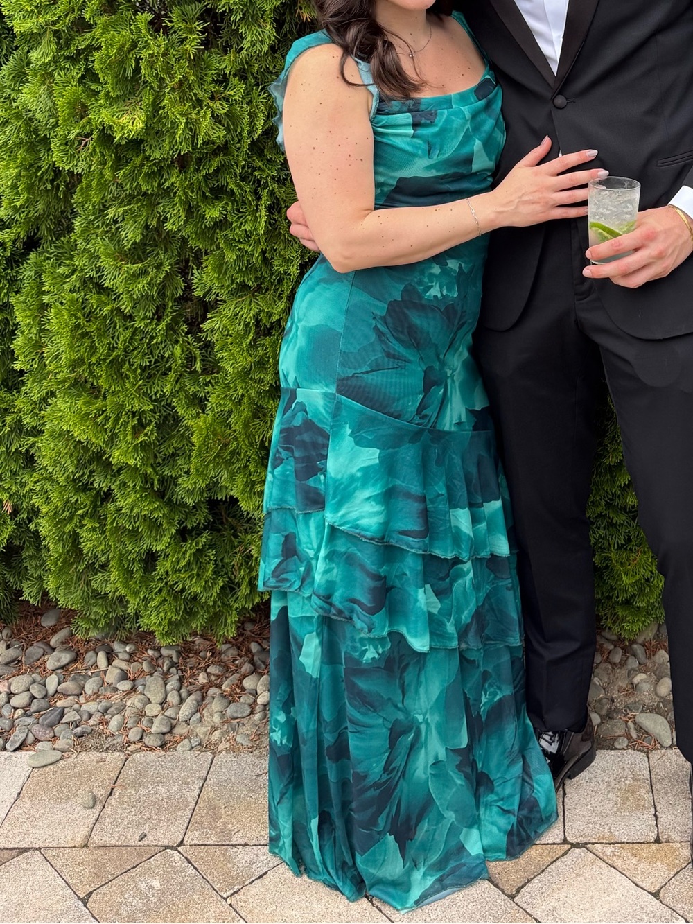 Emerald Green Ruffled Maxi Dress - Picture 2 of 3
